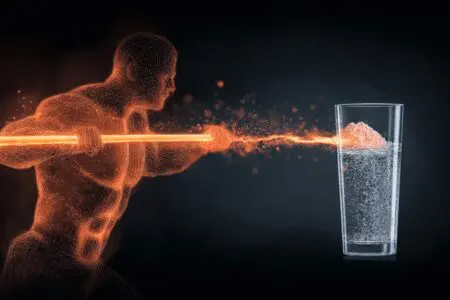 Energija iz kozarca kreatina ki teče v mišice dvigovalca uteži prikazuje kako jemati kreatin