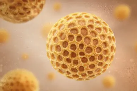 Povečan posnetek medeno obarvane kraste na koži ki prikazuje kako se kaže impetigo