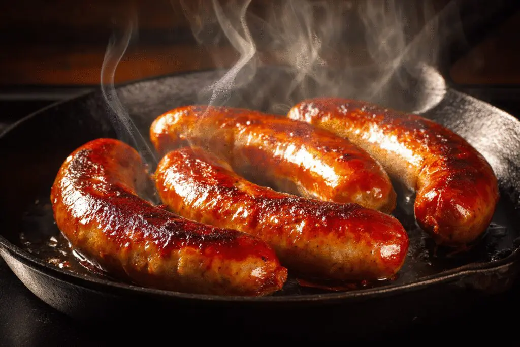 Pečene kašnate klobase v litoželezni ponvi kar prikazuje kako pečemo kašnate klobase