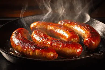 Pečene kašnate klobase v litoželezni ponvi kar prikazuje kako pečemo kašnate klobase