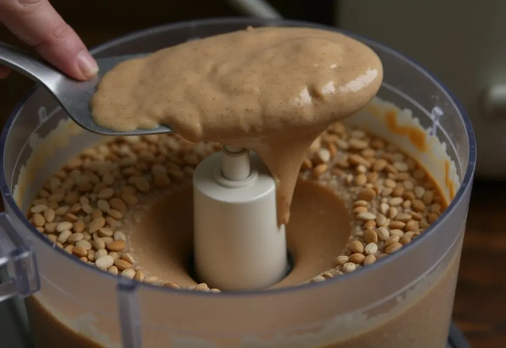 prikaz kako jesti sezam predelan v tahini kremasto pasto iz mletih semen