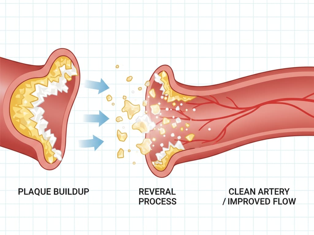 medicinska ilustracija ki prikazuje čiščenje arterije in zmanjševanje holesterolskih oblog
