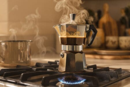 prikaz priprave kave v kafetieri kot odgovor na vprašanje kako skuhati kavo