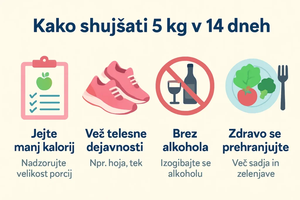 kako shujšati 5 kg v 14 dneh