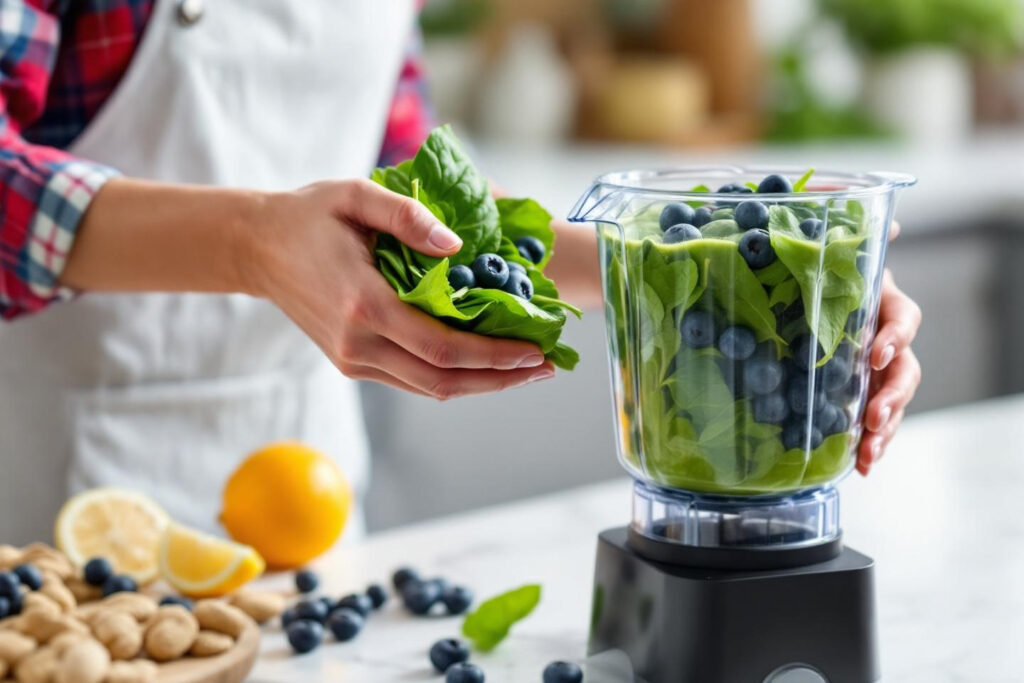 priprava zdravega napitka v mešalniku kar je del procesa kako izgubiti trebuh